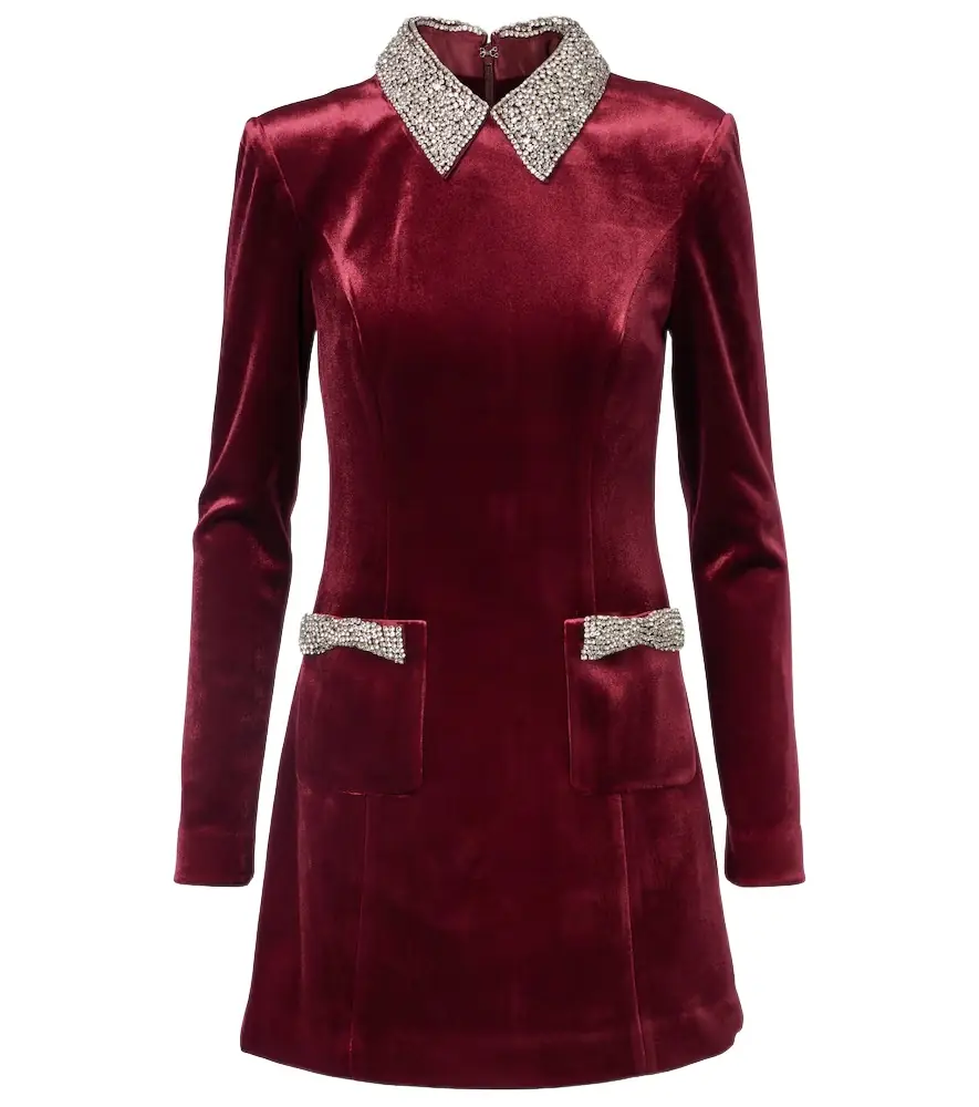 Edwiena embellished velvet minidress
