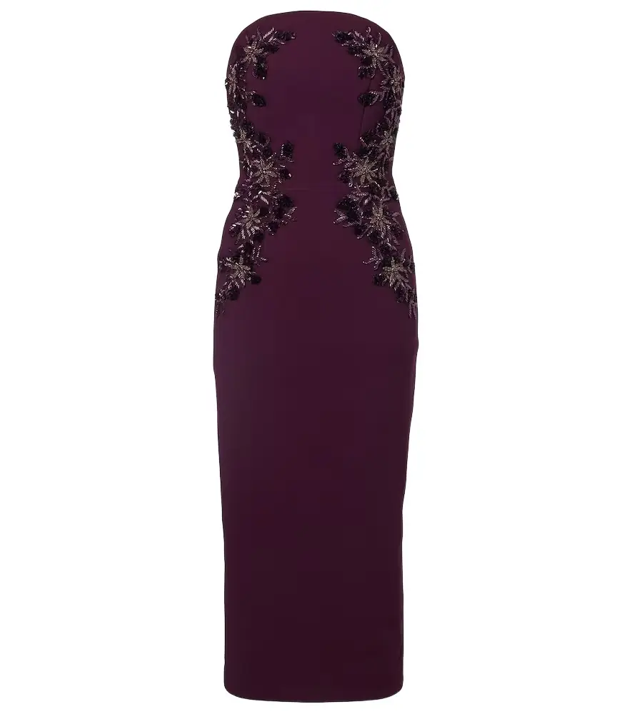 Beatrice beaded crêpe midi dress