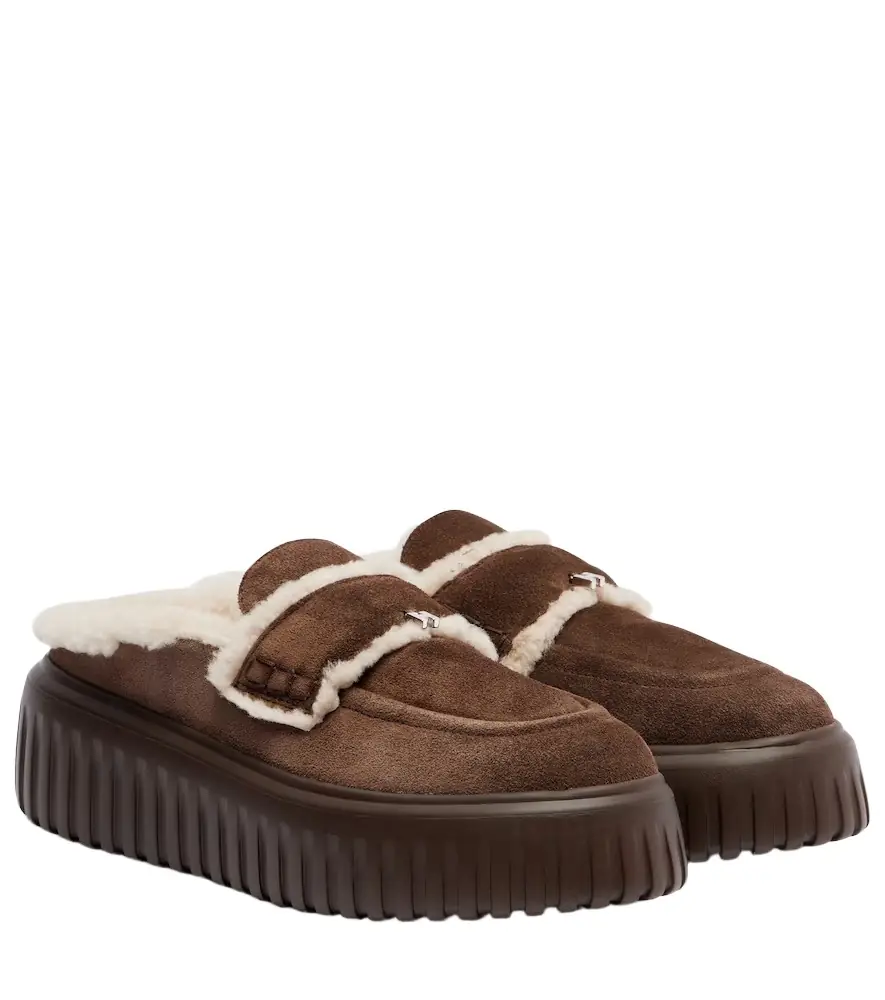 Hogan HStripes shearling-trimmed platform loafers | Image 1 Hogan HStripes shearling-trimmed platform loafers | Image 1