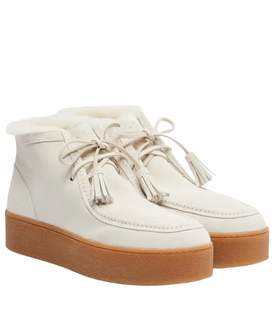 Shearling-trimmed suede ankle boots Shearling-trimmed suede ankle boots