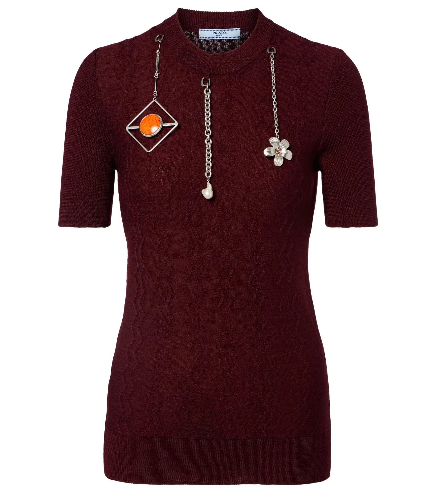 Embellished knitted virgin wool top Embellished knitted virgin wool top