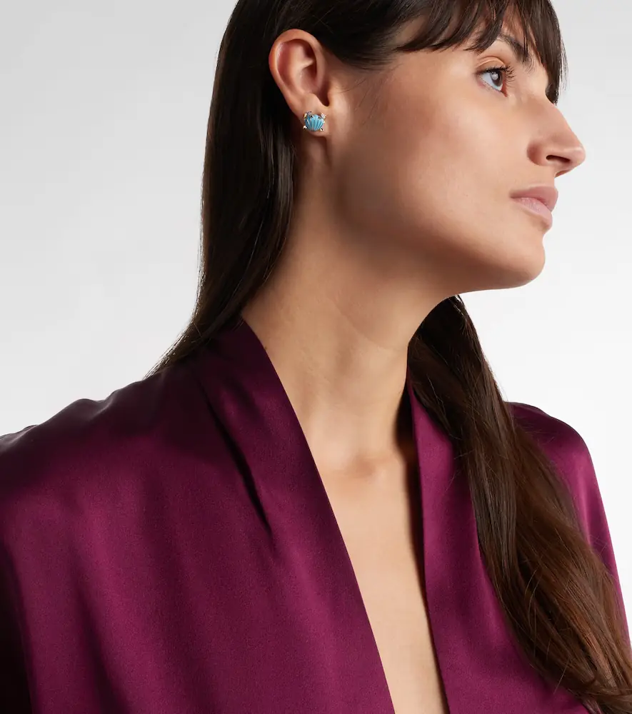 Yvonne Léon Yvonne Léon Crabe Coquillage 9kt gold earrings with gemstones | Thumbnail 3 Yvonne Léon Yvonne Léon Crabe Coquillage 9kt gold earrings with gemstones | Thumbnail 3