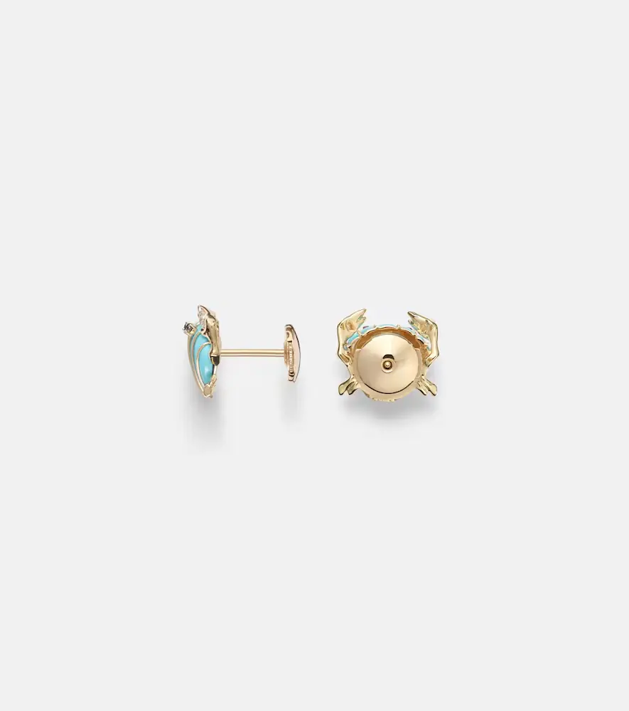 Yvonne Léon Yvonne Léon Crabe Coquillage 9kt gold earrings with gemstones | Thumbnail 4 Yvonne Léon Yvonne Léon Crabe Coquillage 9kt gold earrings with gemstones | Thumbnail 4