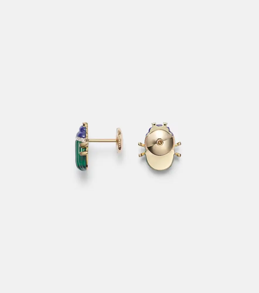 Yvonne Léon Yvonne Léon Scarabée 9kt gold earrings with gemstones | Thumbnail 4 Yvonne Léon Yvonne Léon Scarabée 9kt gold earrings with gemstones | Thumbnail 4