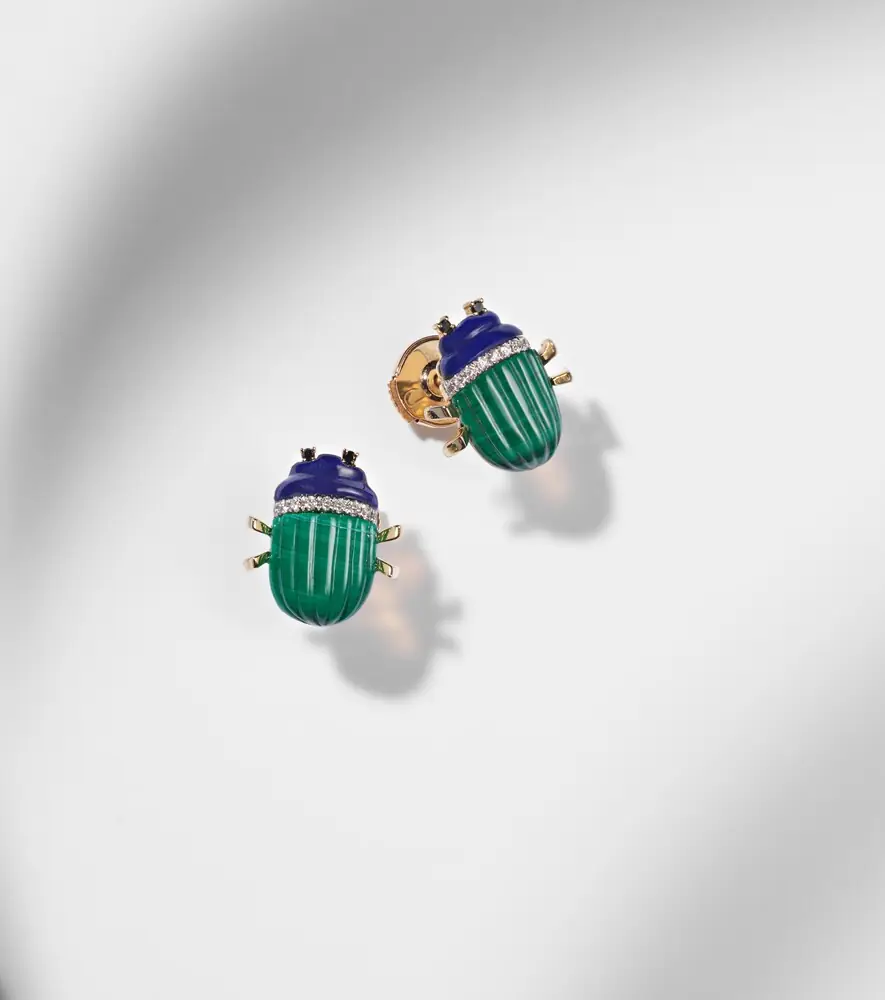 Yvonne Léon Yvonne Léon Scarabée 9kt gold earrings with gemstones | Thumbnail 5 Yvonne Léon Yvonne Léon Scarabée 9kt gold earrings with gemstones | Thumbnail 5