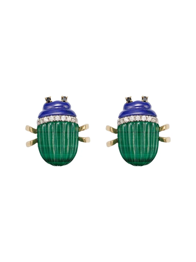 Scarabée 9kt gold earrings with gemstones Scarabée 9kt gold earrings with gemstones