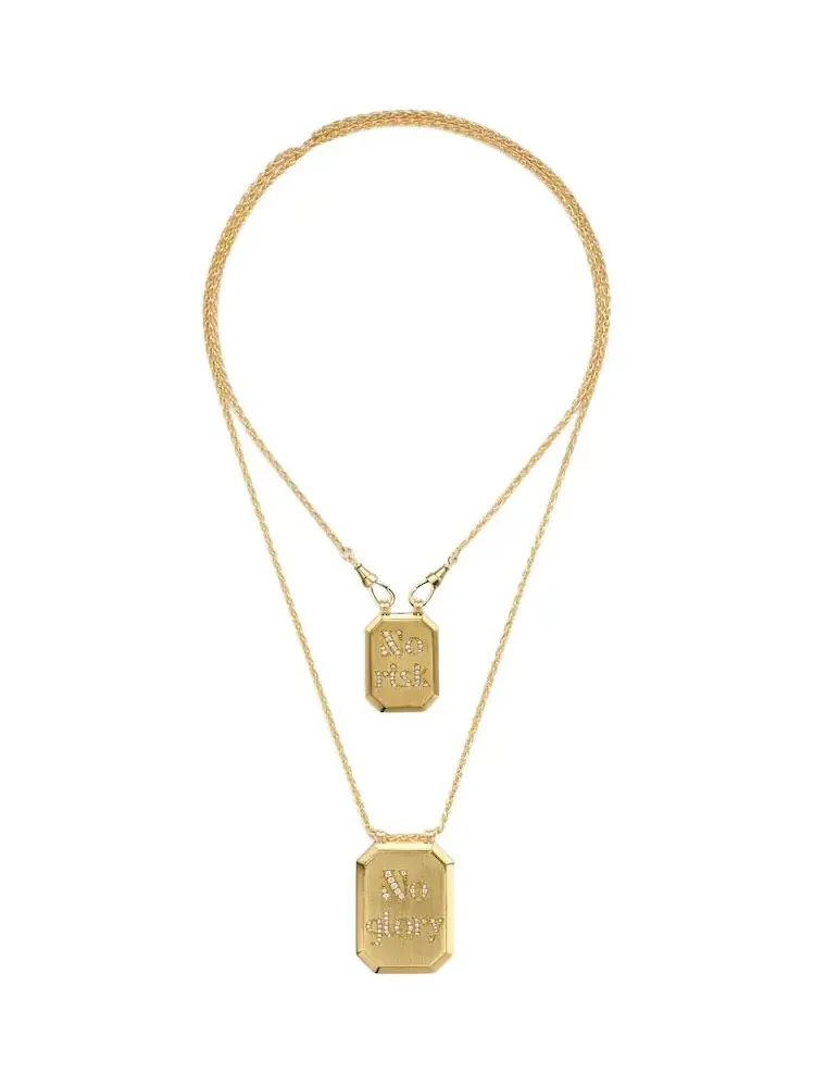 No Risk No Glory 18kt gold necklace with diamonds No Risk No Glory 18kt gold necklace with diamonds