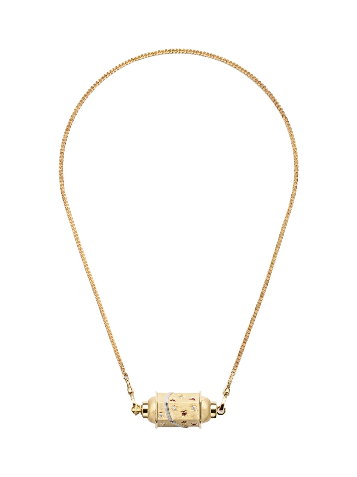 Milky Way 18kt gold locket necklace with diamonds and rubies Milky Way 18kt gold locket necklace with diamonds and rubies