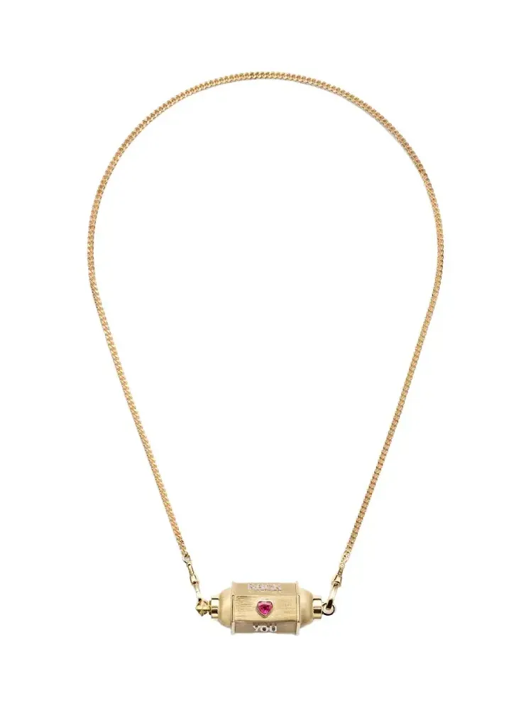 Marie Lichtenberg Love You 18kt gold locket necklace with diamond and ruby