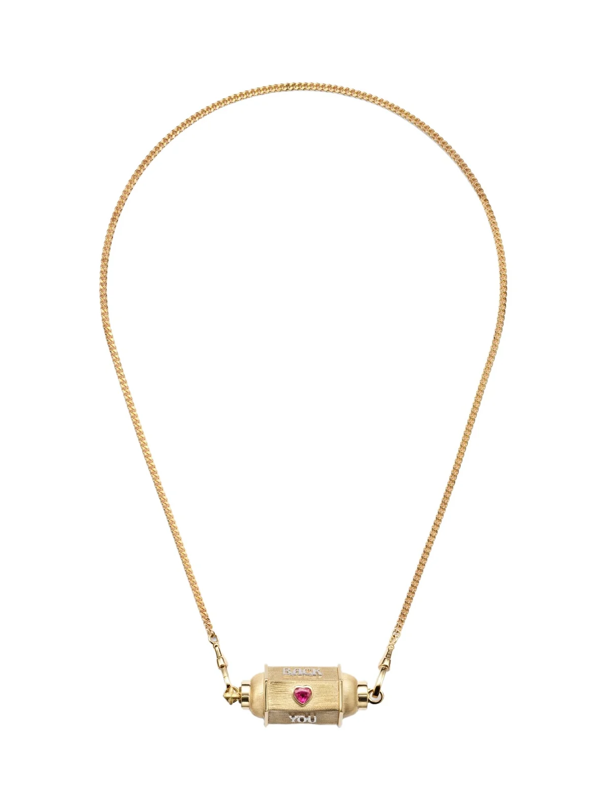 Love You 18kt gold locket necklace with diamond and ruby Love You 18kt gold locket necklace with diamond and ruby
