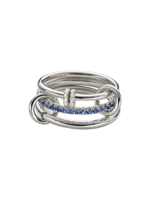 Raneth sterling silver ring with sapphires and diamonds