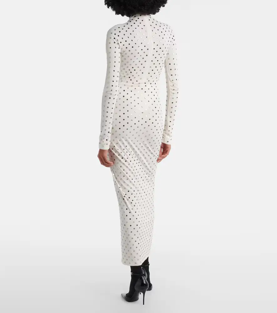 ALAÏA ALAÏA Embellished gathered jersey maxi dress | Thumbnail 3 ALAÏA ALAÏA Embellished gathered jersey maxi dress | Thumbnail 3