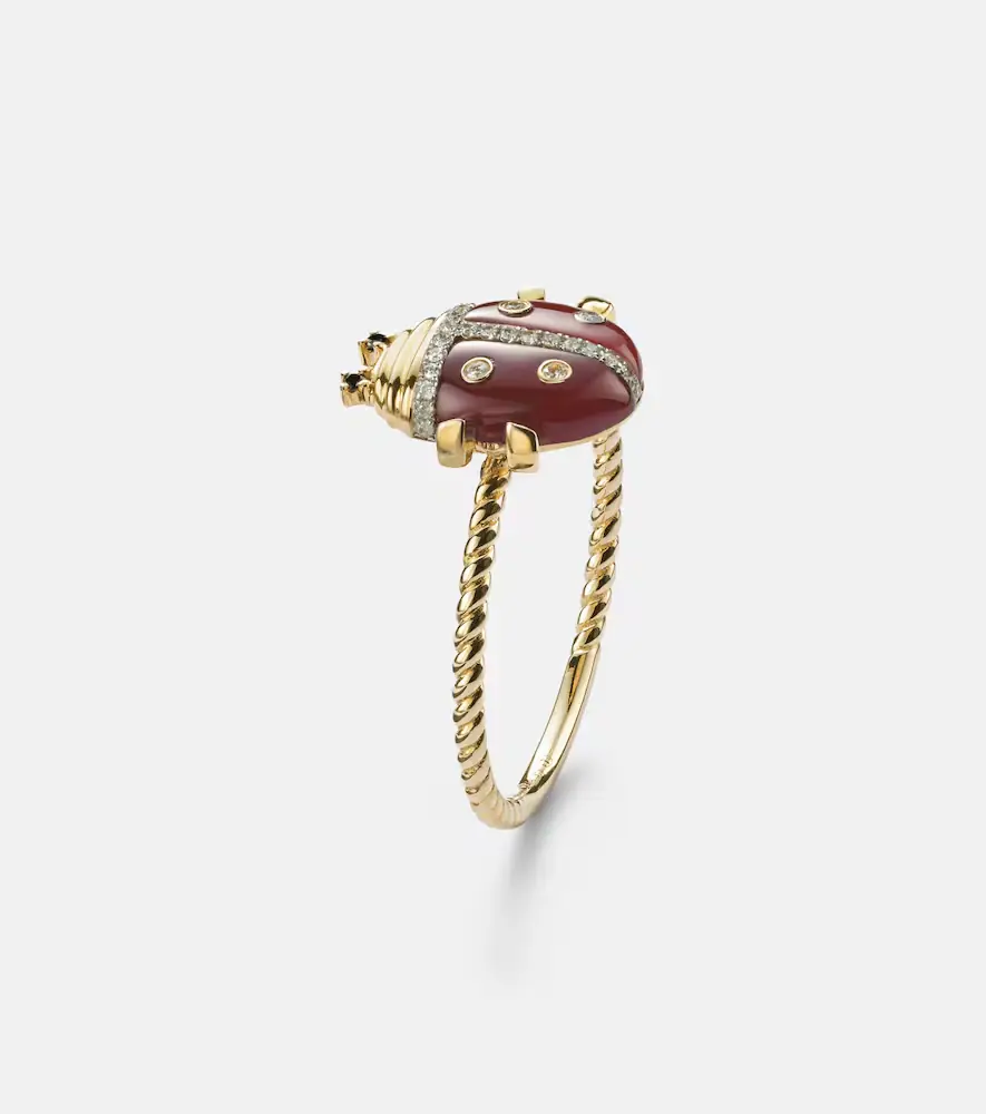 Yvonne Léon Yvonne Léon Coccinelle Mini 9kt gold ring with gemstones | Thumbnail 2 Yvonne Léon Yvonne Léon Coccinelle Mini 9kt gold ring with gemstones | Thumbnail 2