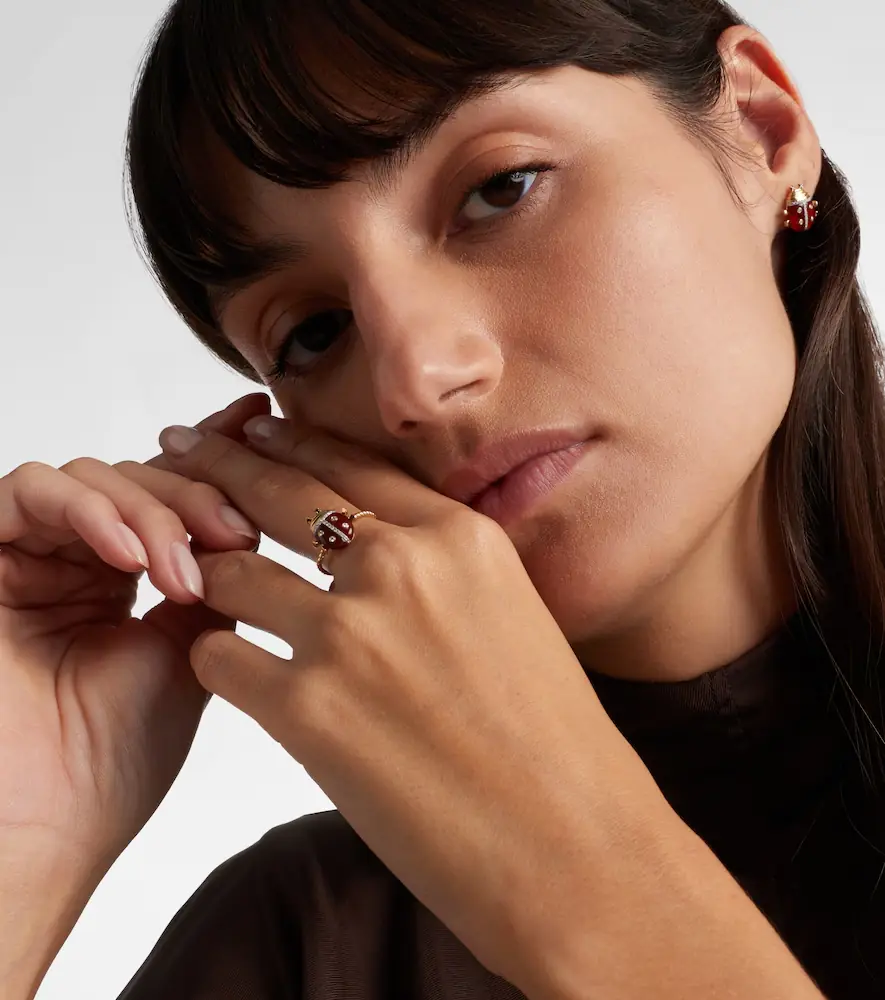 Yvonne Léon Yvonne Léon Coccinelle Mini 9kt gold ring with gemstones | Thumbnail 3 Yvonne Léon Yvonne Léon Coccinelle Mini 9kt gold ring with gemstones | Thumbnail 3