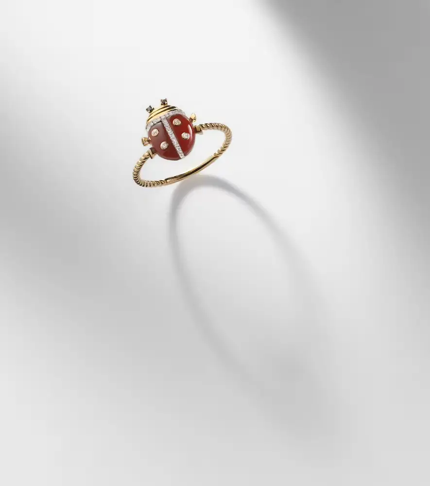 Yvonne Léon Yvonne Léon Coccinelle Mini 9kt gold ring with gemstones | Thumbnail 5 Yvonne Léon Yvonne Léon Coccinelle Mini 9kt gold ring with gemstones | Thumbnail 5