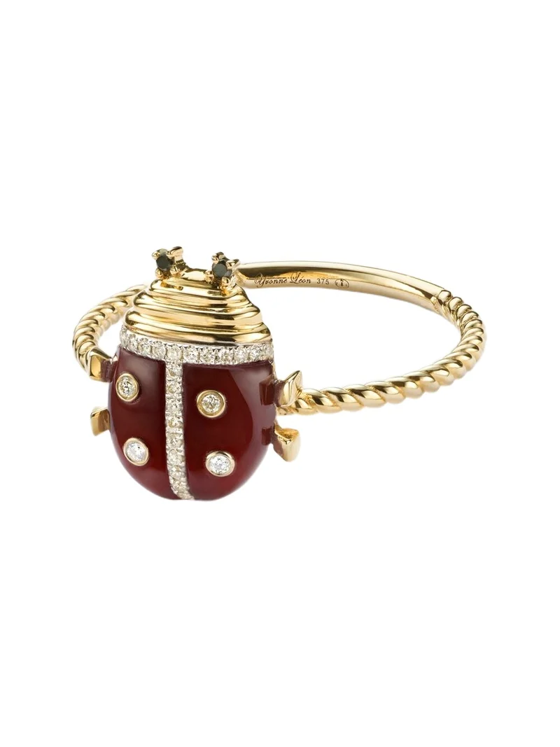 Yvonne Léon Coccinelle Mini 9kt gold ring with gemstones