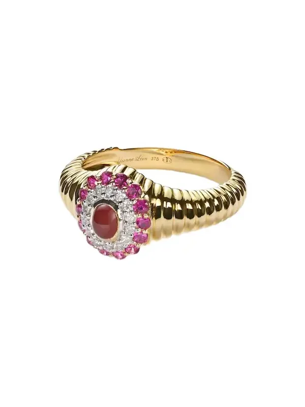 Yvonne Léon Pompadour Baby 9kt gold ring with gemstones