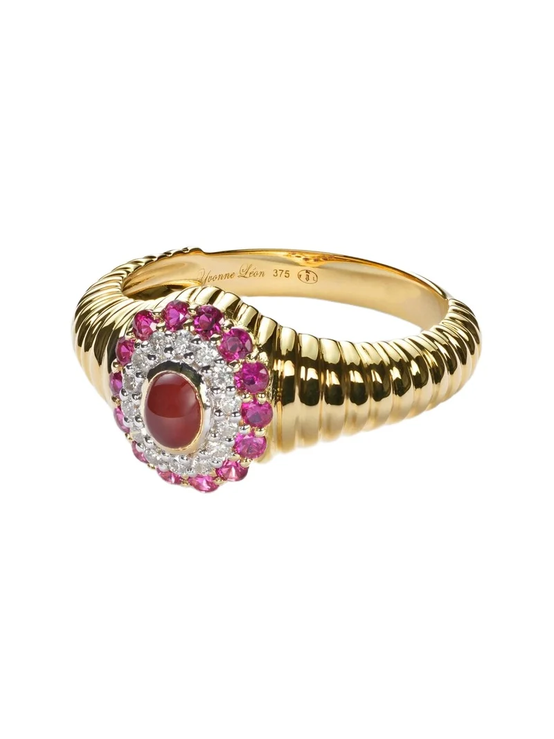 Yvonne Léon Pompadour Baby 9kt gold ring with gemstones