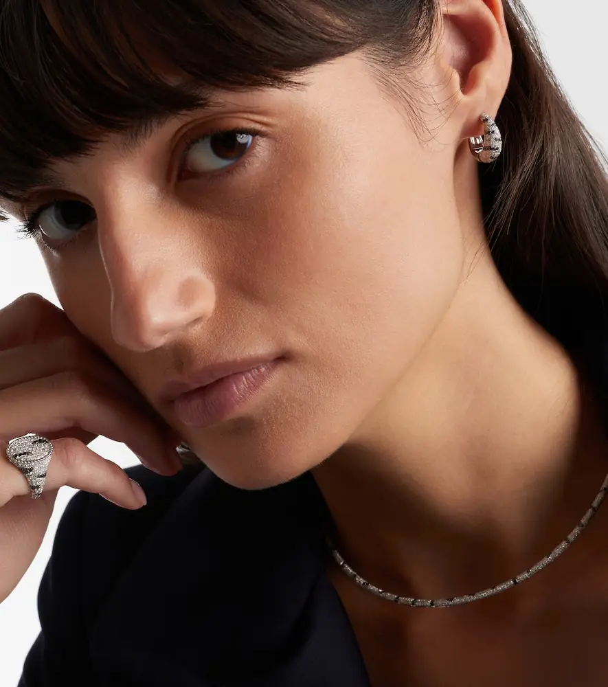 Yvonne Léon Zèbre 18kt white gold hoop earrings with diamonds | Thumbnail 3 Yvonne Léon Zèbre 18kt white gold hoop earrings with diamonds | Thumbnail 3