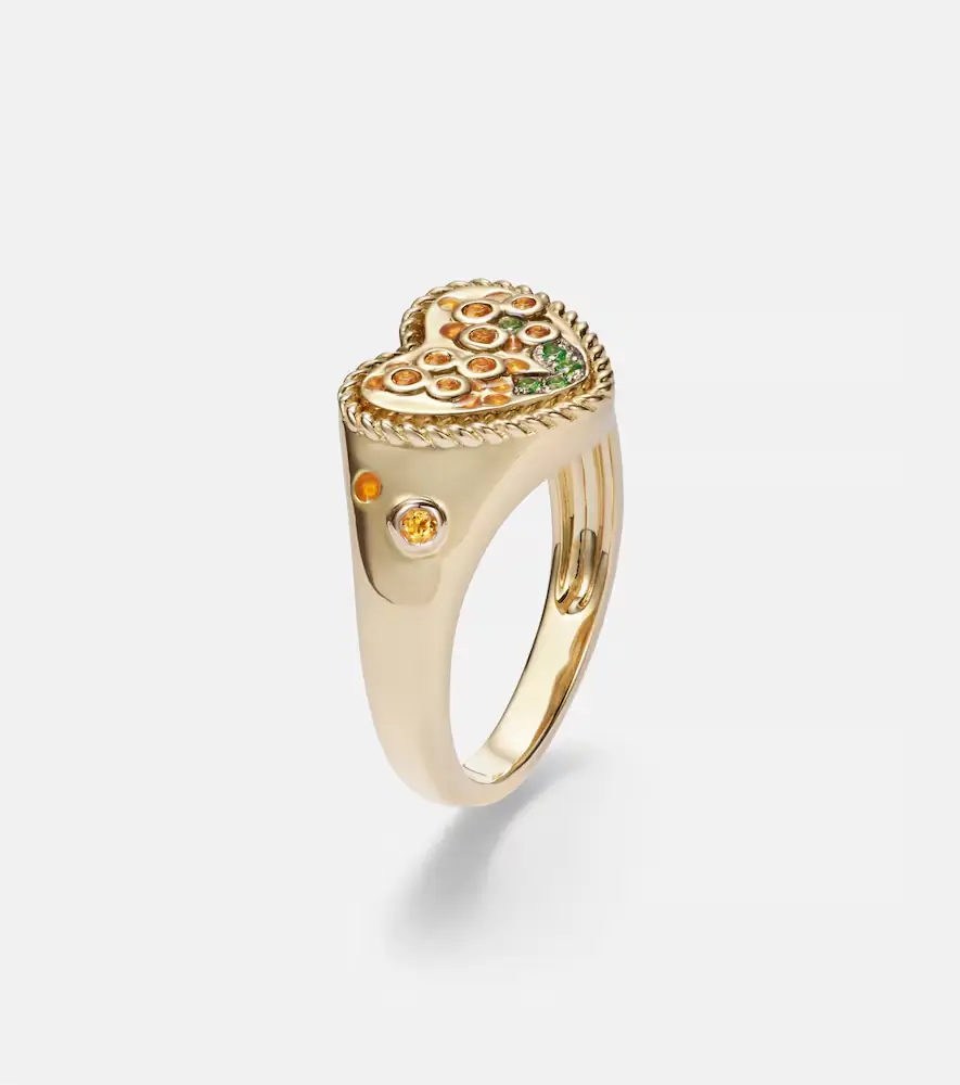 Yvonne Léon Yvonne Léon Coeur Mimosa Mini 9kt gold pinky ring with gemstones | Thumbnail 2 Yvonne Léon Yvonne Léon Coeur Mimosa Mini 9kt gold pinky ring with gemstones | Thumbnail 2
