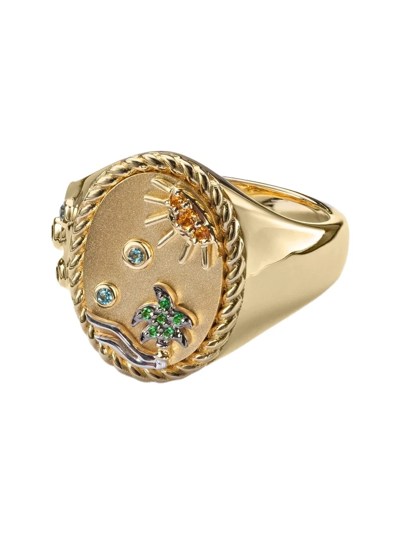 Yvonne Léon La Plage 9kt gold ring with gemstones