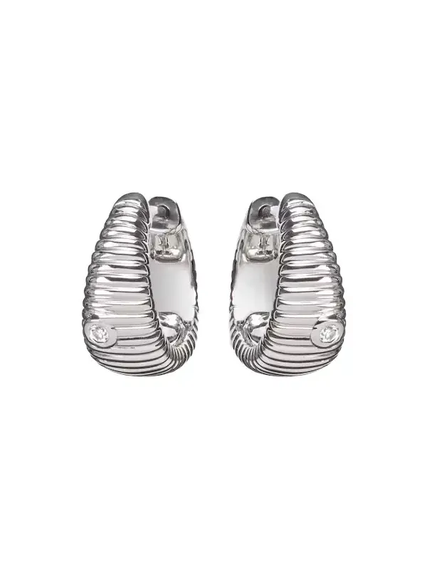 Yvonne Léon Berlingot Nano 9kt white gold hoop earrings with diamonds Yvonne Léon Berlingot Nano 9kt white gold hoop earrings with diamonds
