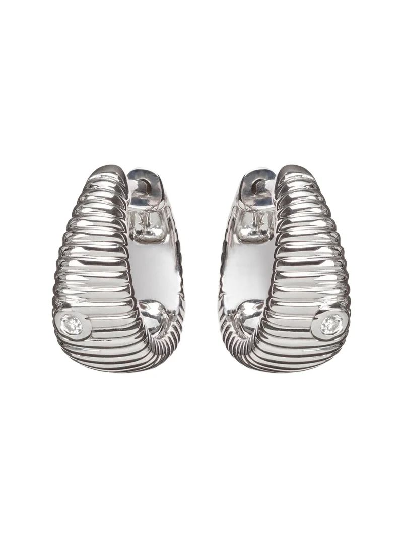 Berlingot Nano 9kt white gold hoop earrings with diamonds Berlingot Nano 9kt white gold hoop earrings with diamonds
