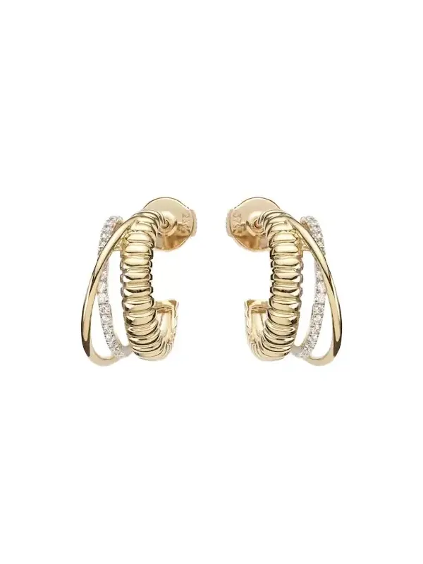 Yvonne Léon Un Deux Trois Berlingot 9kt gold hoop earrings with diamonds Yvonne Léon Un Deux Trois Berlingot 9kt gold hoop earrings with diamonds