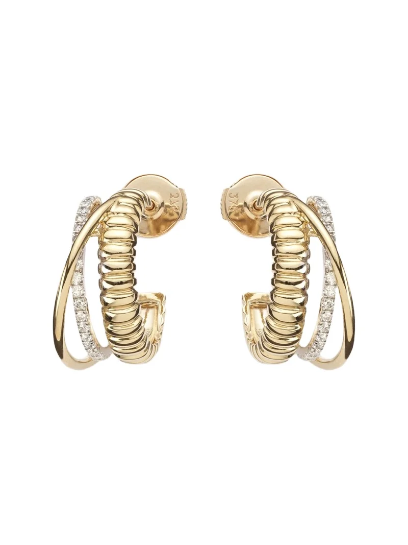 Un Deux Trois Berlingot 9kt gold hoop earrings with diamonds Un Deux Trois Berlingot 9kt gold hoop earrings with diamonds