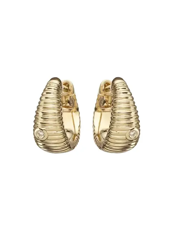 Yvonne Léon Berlingot Nano 9kt gold hoop earrings with diamonds Yvonne Léon Berlingot Nano 9kt gold hoop earrings with diamonds