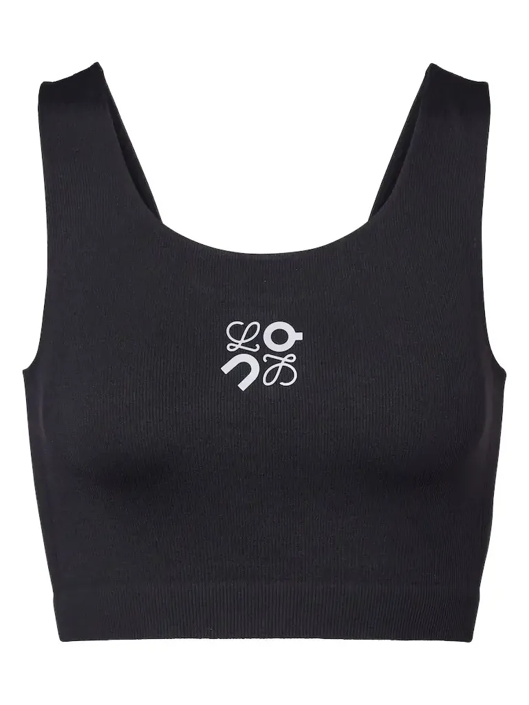 x On ribbed-knit sports bra