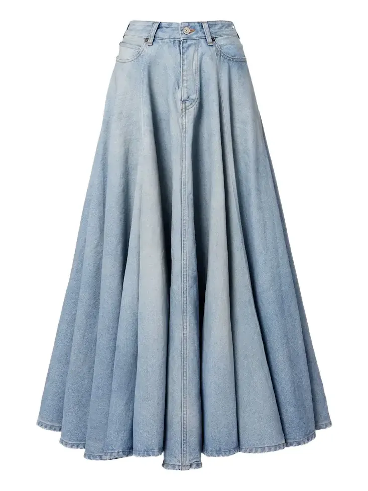 Pleated denim midi skirt Pleated denim midi skirt