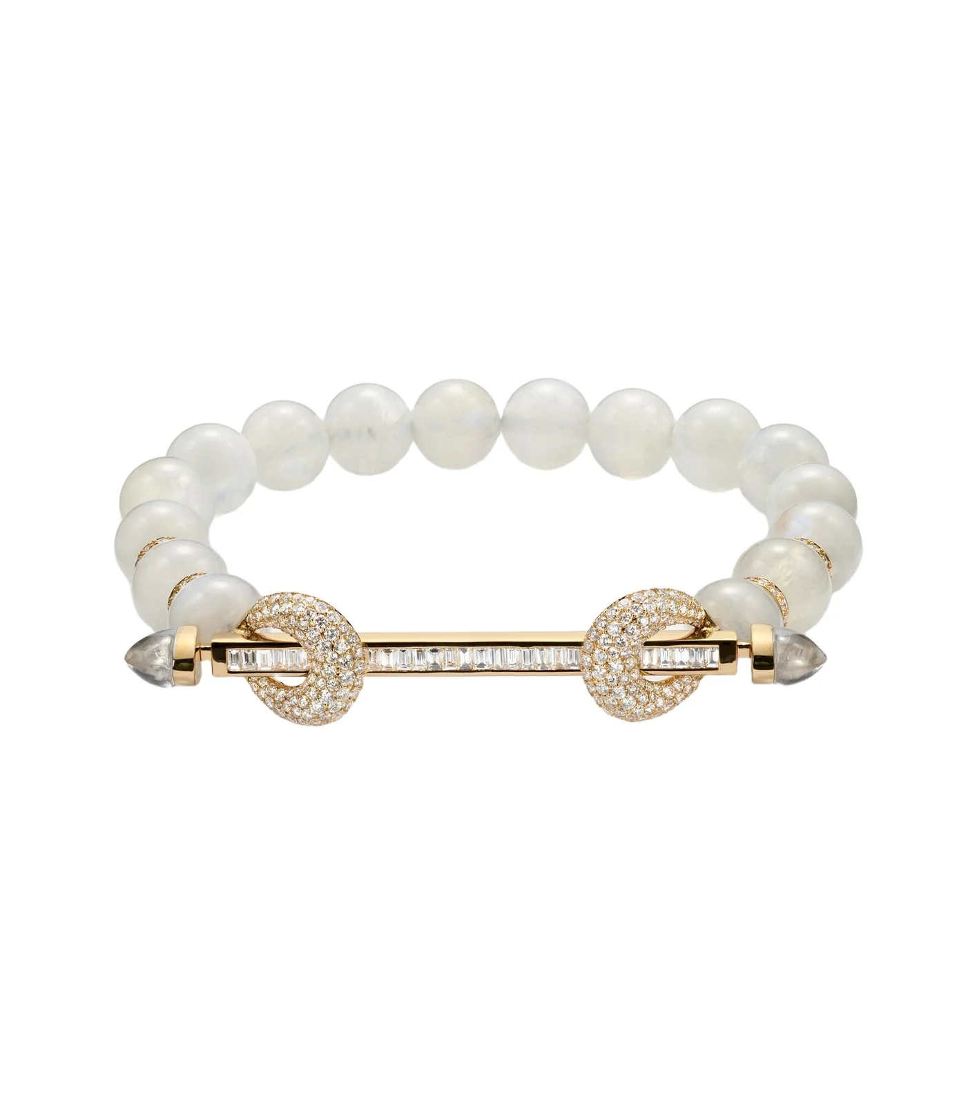 Ananya Chakra 18kt gold and moonstone bangle with diamonds and quartz