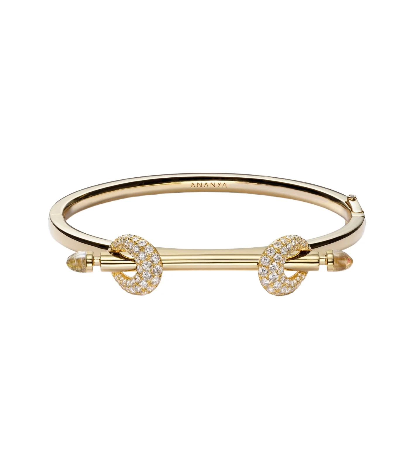 Ananya Chakra Icon 18kt gold bracelet with diamonds and quartz