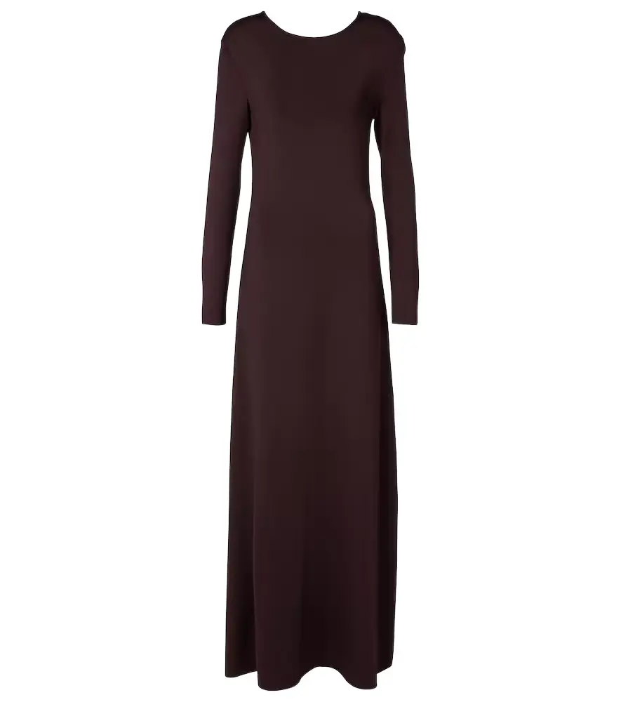 Open-back compact knit maxi dress