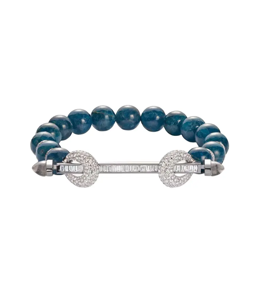 Ananya Chakra 18kt white gold beaded bracelet with diamonds
