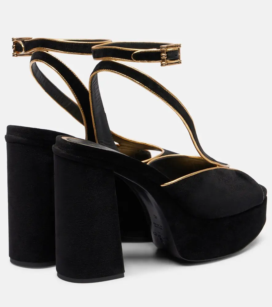 Etro Asymmetrical velvet platform sandals | Thumbnail 3 Etro Asymmetrical velvet platform sandals | Thumbnail 3
