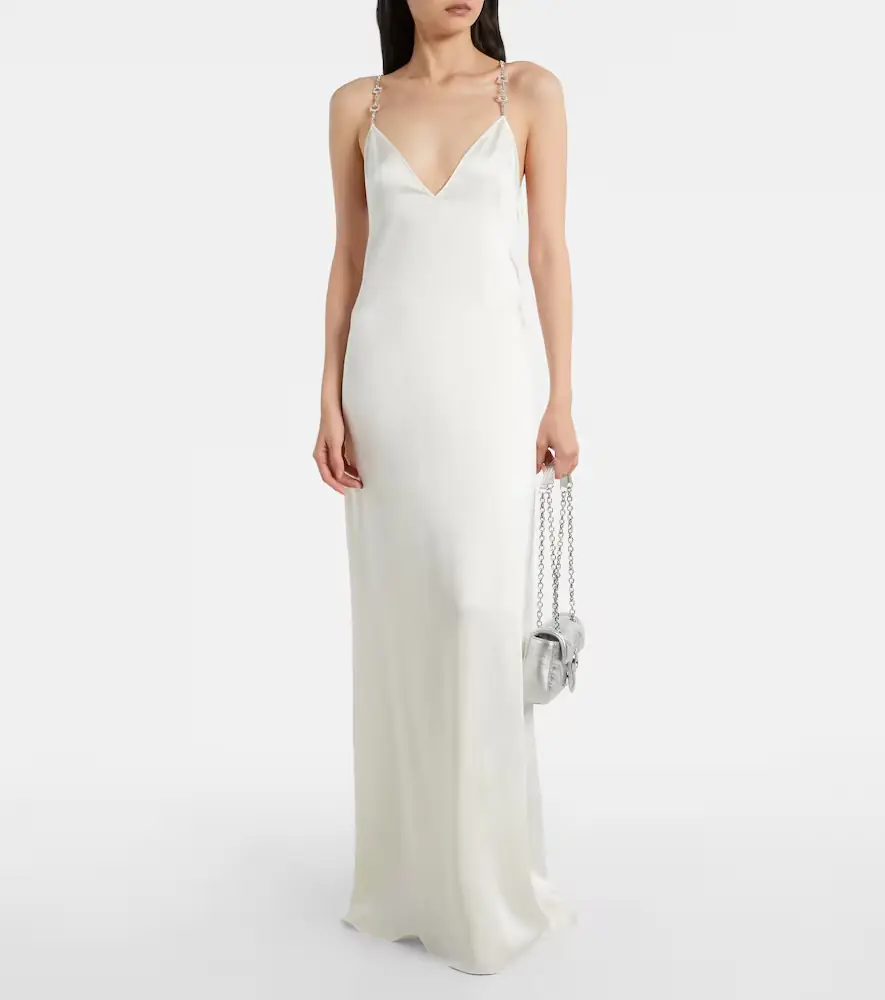 Gucci Horsebit embellished satin slip dress | Thumbnail 3