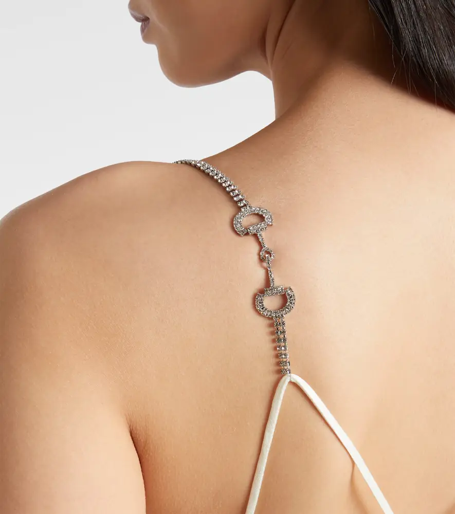 Gucci Horsebit embellished satin slip dress | Thumbnail 5