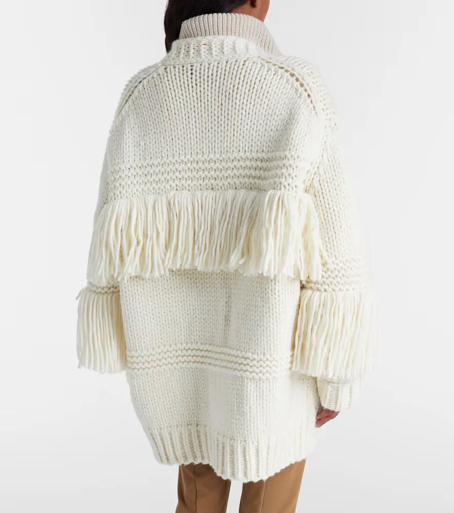 Moncler Grenoble Fringed wool-blend cardigan | Thumbnail 2 Moncler Grenoble Fringed wool-blend cardigan | Thumbnail 2