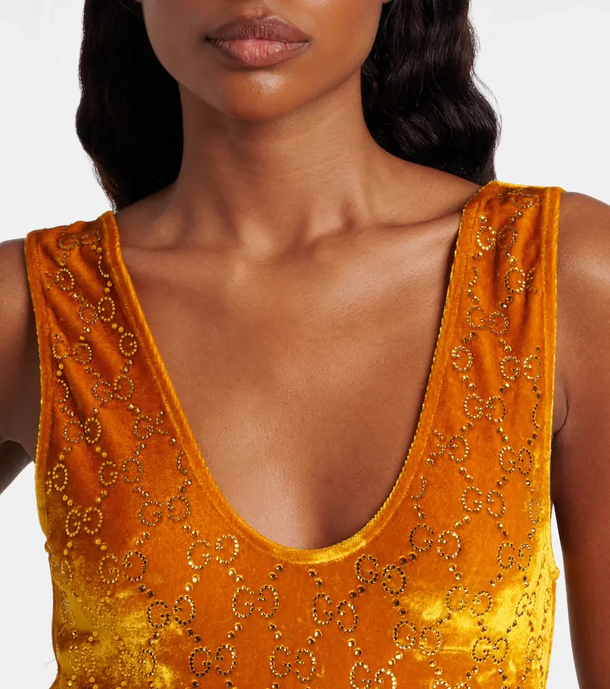 Gucci GG embellished velvet bodysuit | Thumbnail 2