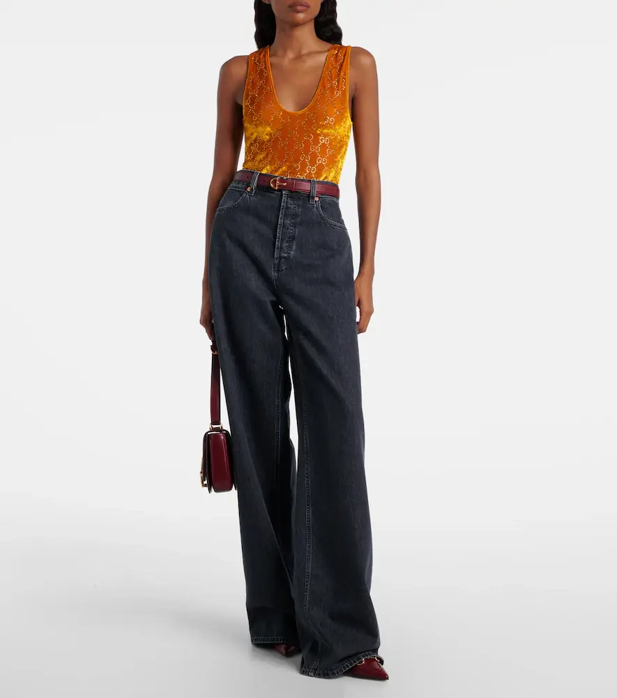Gucci GG embellished velvet bodysuit | Thumbnail 3