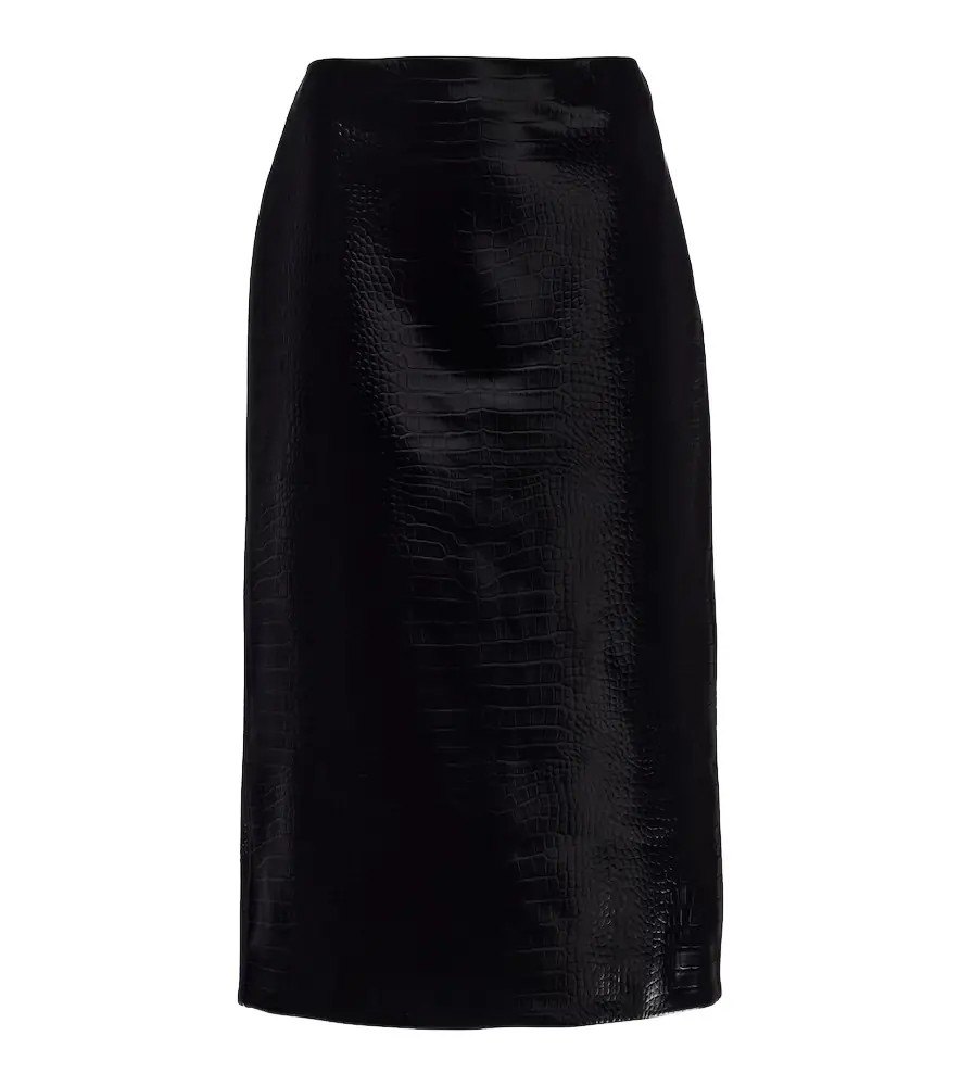Croc-effect leather pencil skirt Croc-effect leather pencil skirt