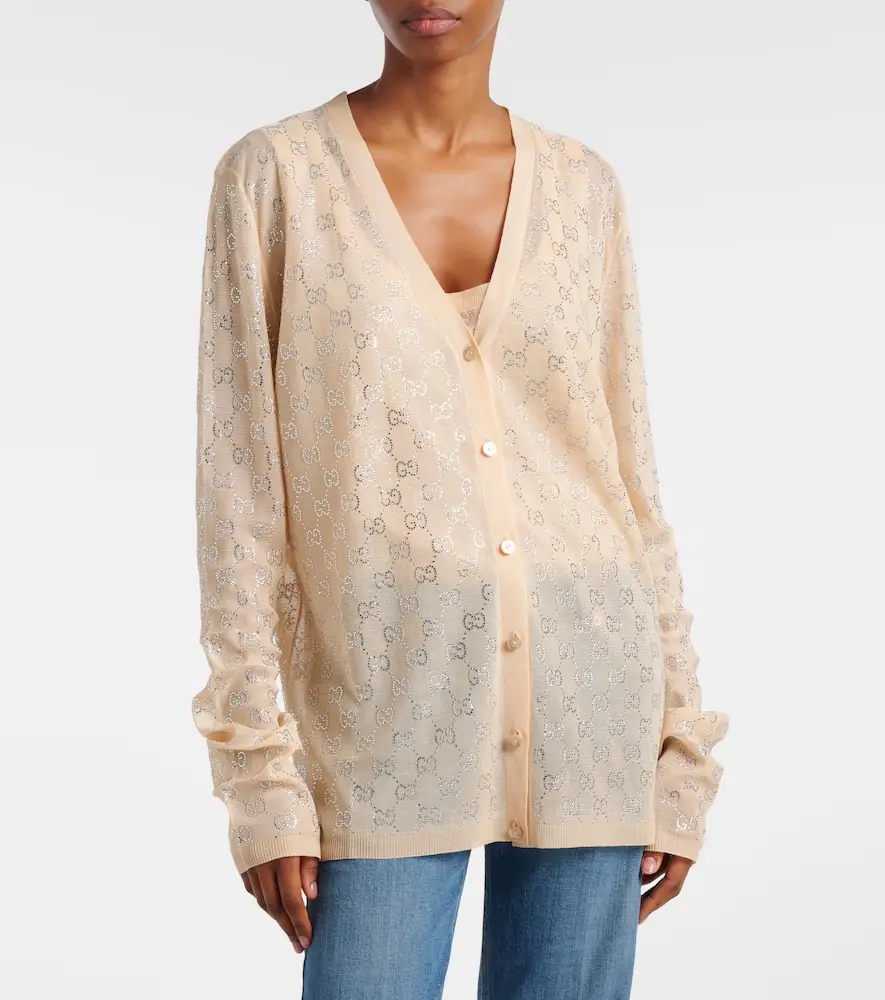 Gucci GG embellished silk cardigan | Thumbnail 3 Gucci GG embellished silk cardigan | Thumbnail 3