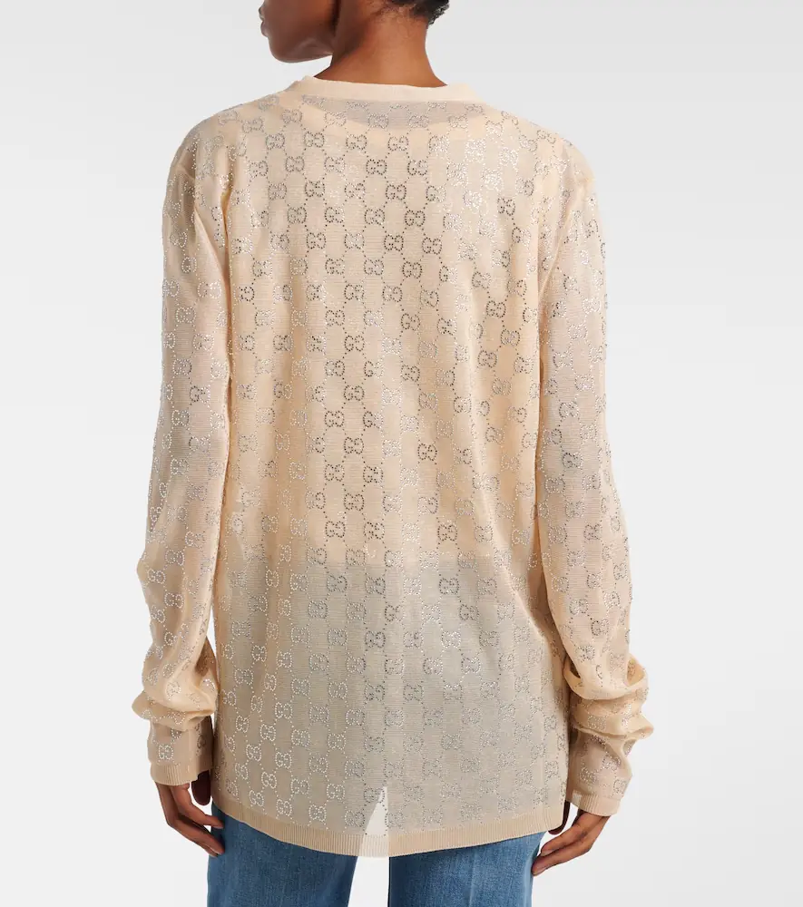 Gucci GG embellished silk cardigan | Thumbnail 4 Gucci GG embellished silk cardigan | Thumbnail 4