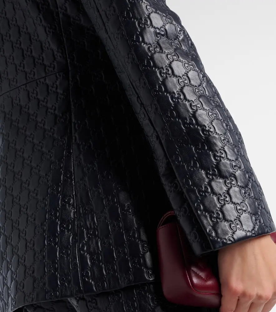 Gucci GG embossed leather jacket | Thumbnail 2 Gucci GG embossed leather jacket | Thumbnail 2