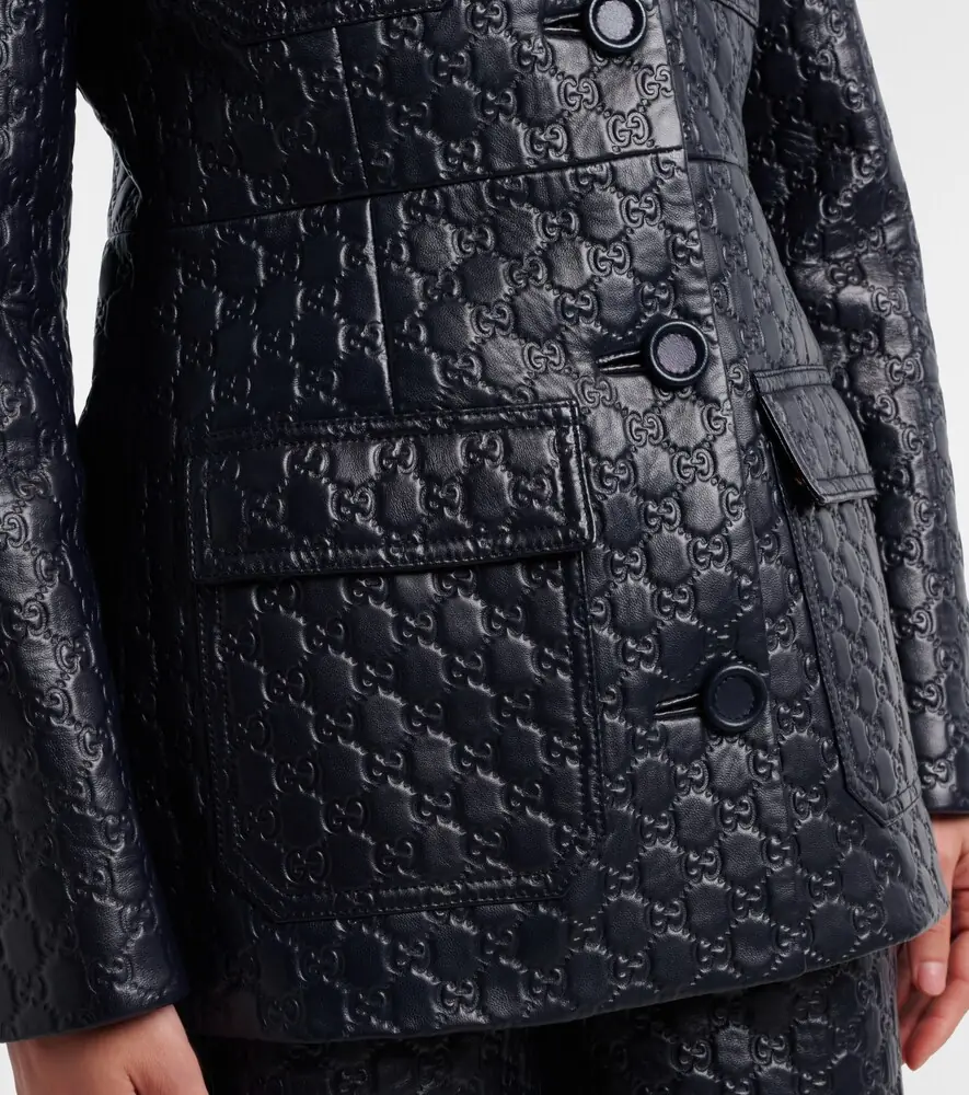 Gucci GG embossed leather jacket | Thumbnail 3 Gucci GG embossed leather jacket | Thumbnail 3