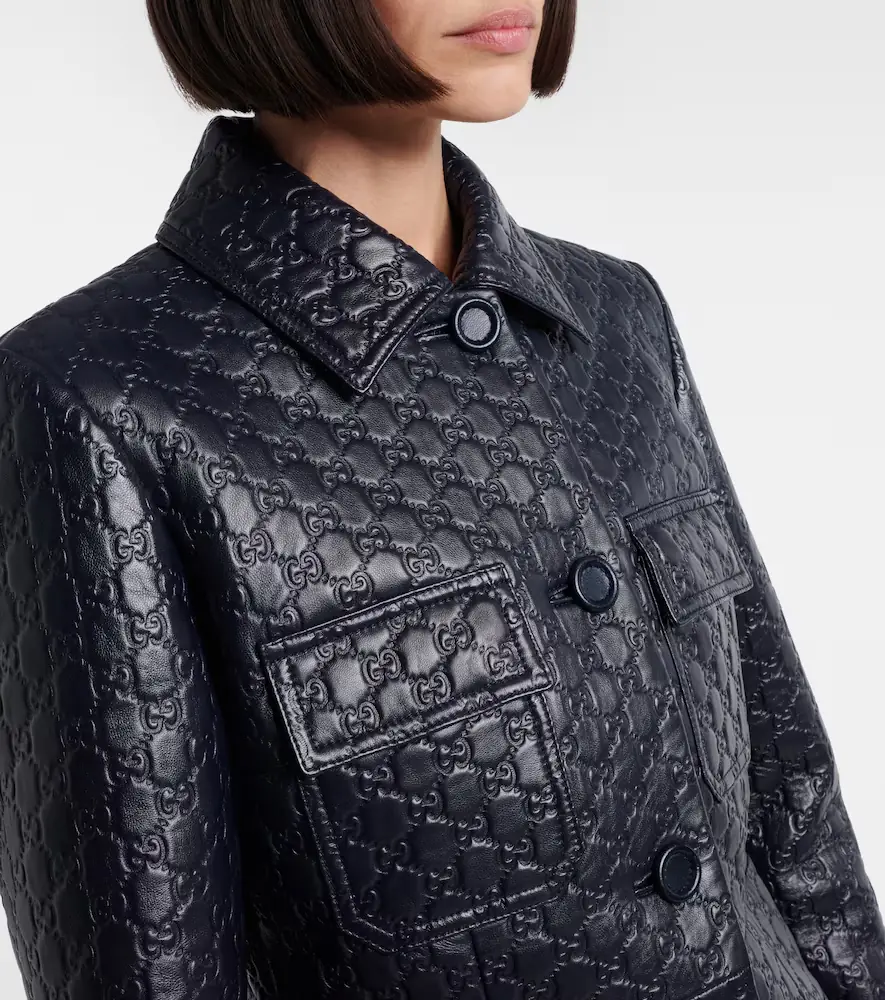 Gucci GG embossed leather jacket | Thumbnail 4 Gucci GG embossed leather jacket | Thumbnail 4