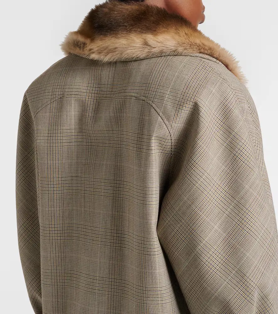 Gucci Checked shearling-trimmed wool jacket | Thumbnail 3
