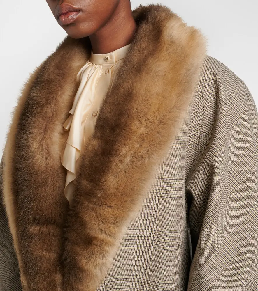 Gucci Checked shearling-trimmed wool jacket | Thumbnail 7